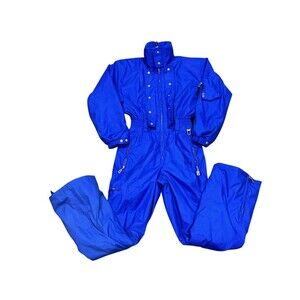 VTG Bogner Womens Ski Suit Insulated One-piece Pc Size 8 Long Blue Thermal Snow